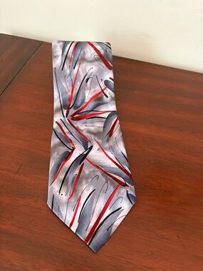 J Garcia Landscape With Eye Men’s Tie Limited Edition 2005 100% Silk Gray Red